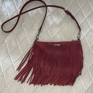 Maroon Rebecca Minkoff Crossbody Fringe Purse